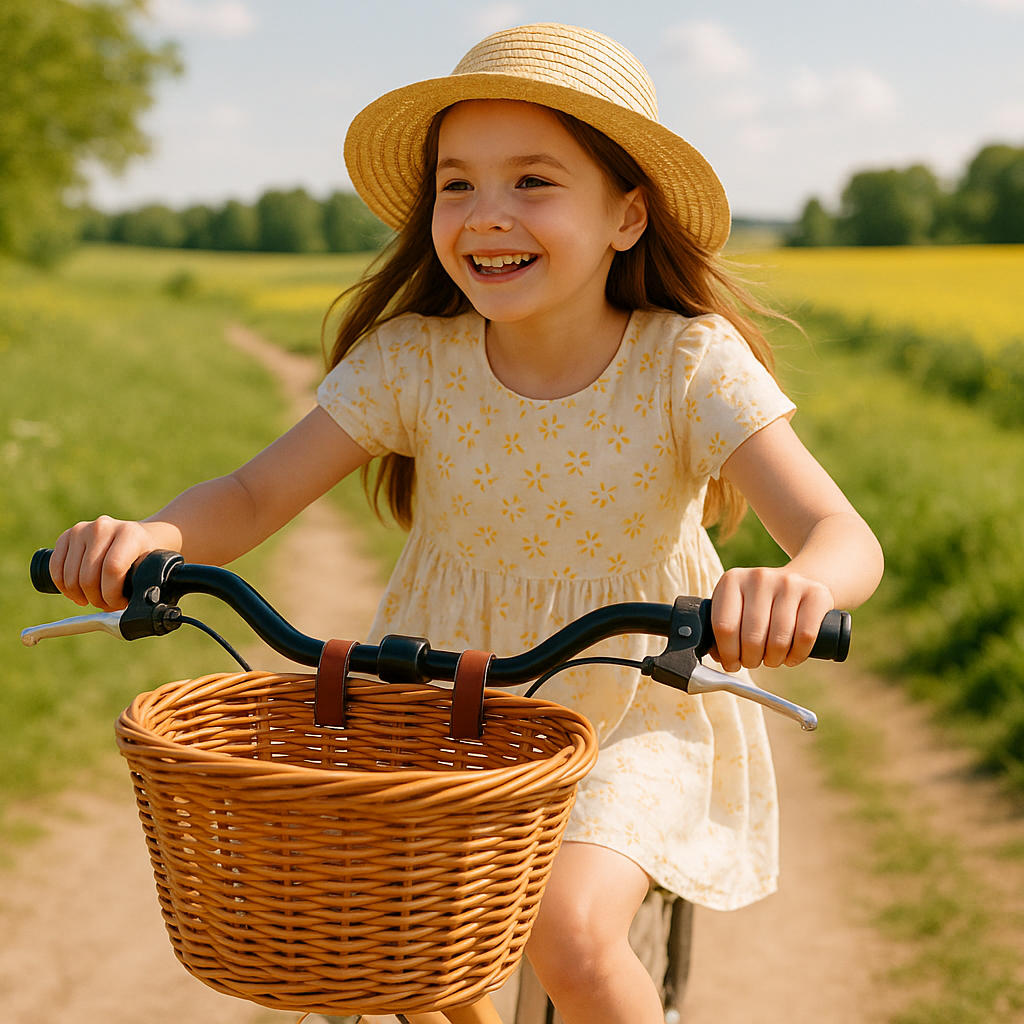 panier velo enfant fillette campagne