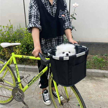 chien blanc dans panier pour velo