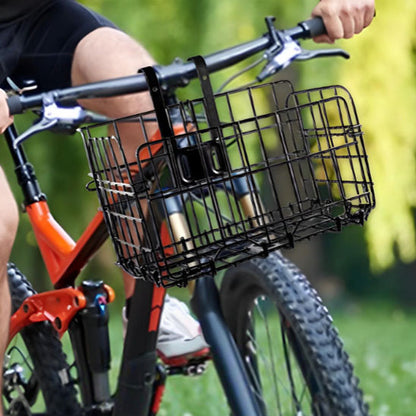 panier velo en acier sur guidon vélo tout terrain